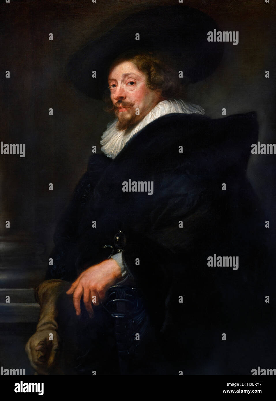 Il pittore fiammingo Peter Paul Rubens (1577-1640), autoritratto c.1638-1640 Foto Stock