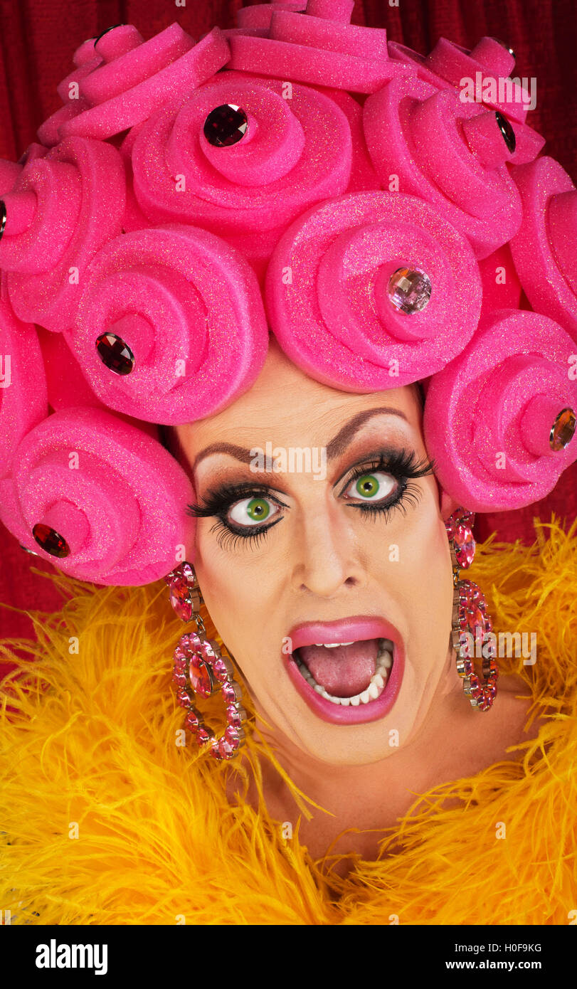 Drag queen urlando Foto Stock