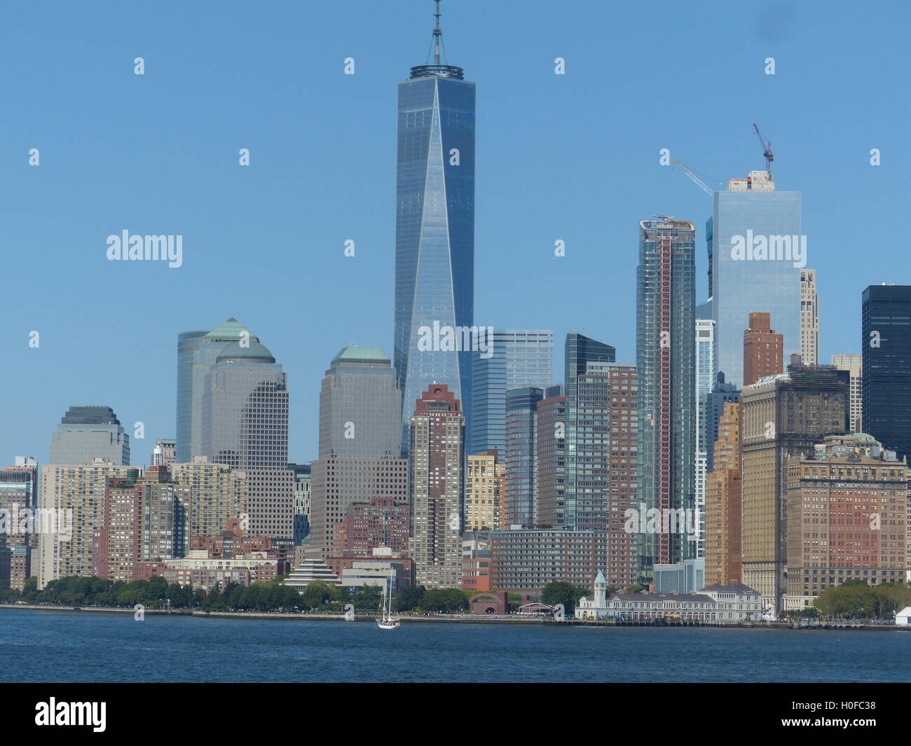 Il centro di Manhattan con One World Trade Center, precedentemente noto come Torre di libertà Foto Stock