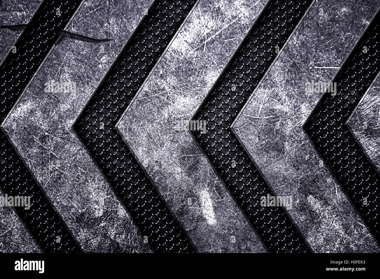 Grunge metallo. Sfondo nero griglia metallica sulla piastra metallica. materiale progettazione 3d'illustrazione. Foto Stock