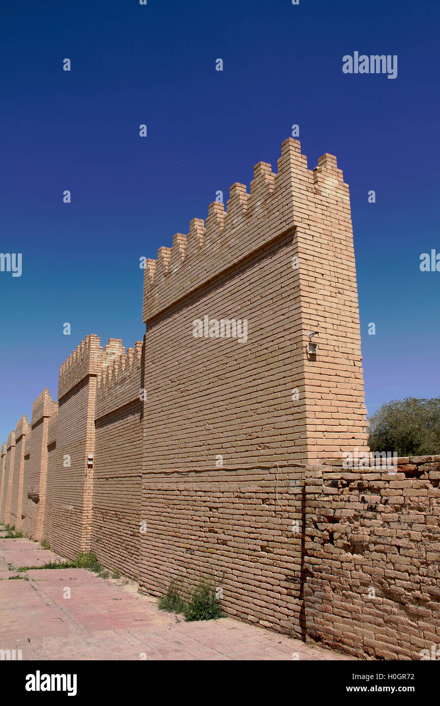 Pareti restaurate di antica Babilonia, Iraq. Foto Stock