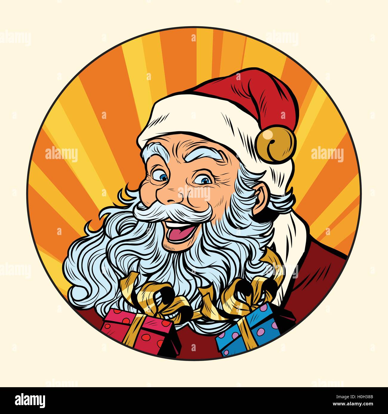 Gioioso Babbo Natale con i doni Illustrazione Vettoriale