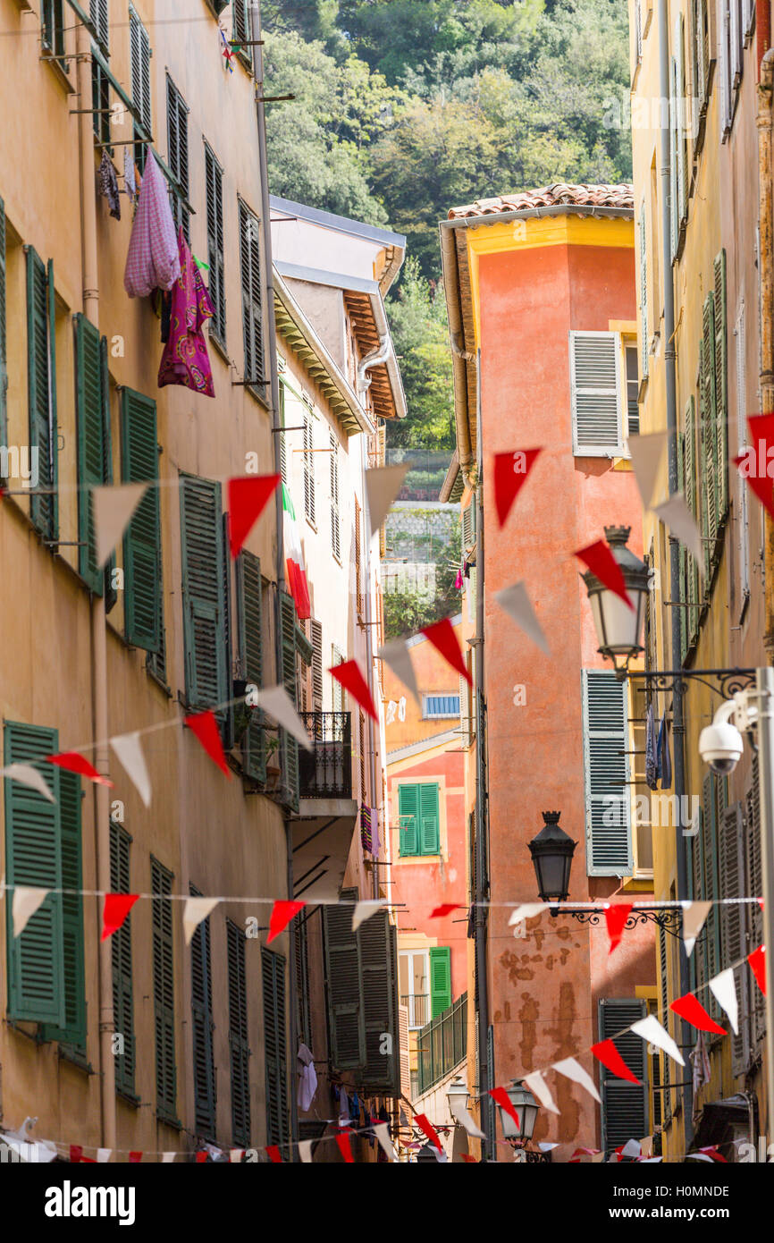 Scena di strada rue de la prefettura, Nice, Alpes-Maritimes, Costa Azzurra, Francia Foto Stock