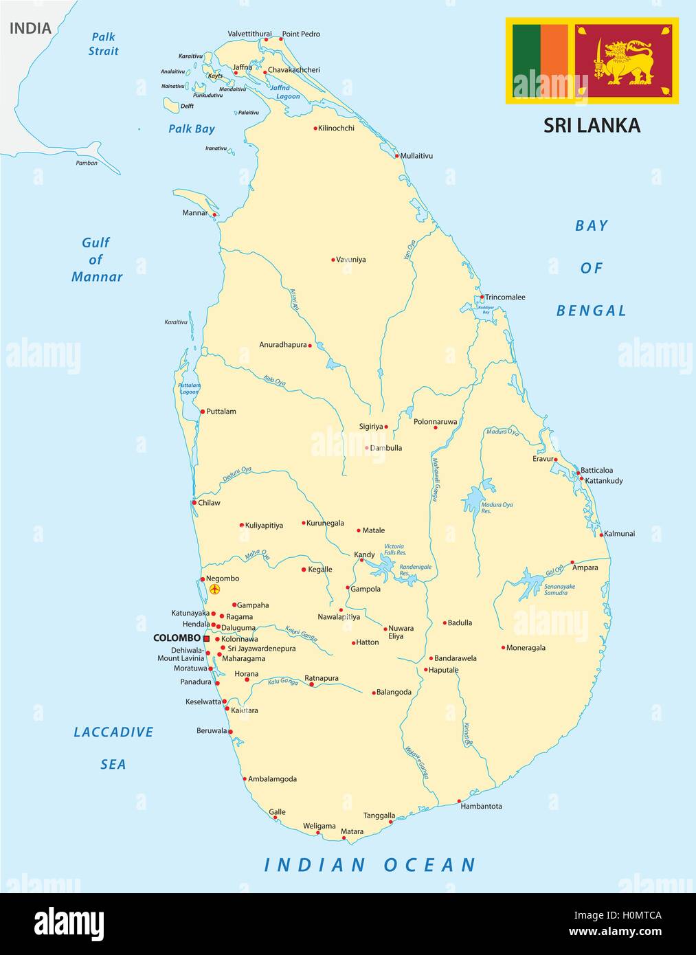 Sri lanka mappa con bandiera Illustrazione Vettoriale