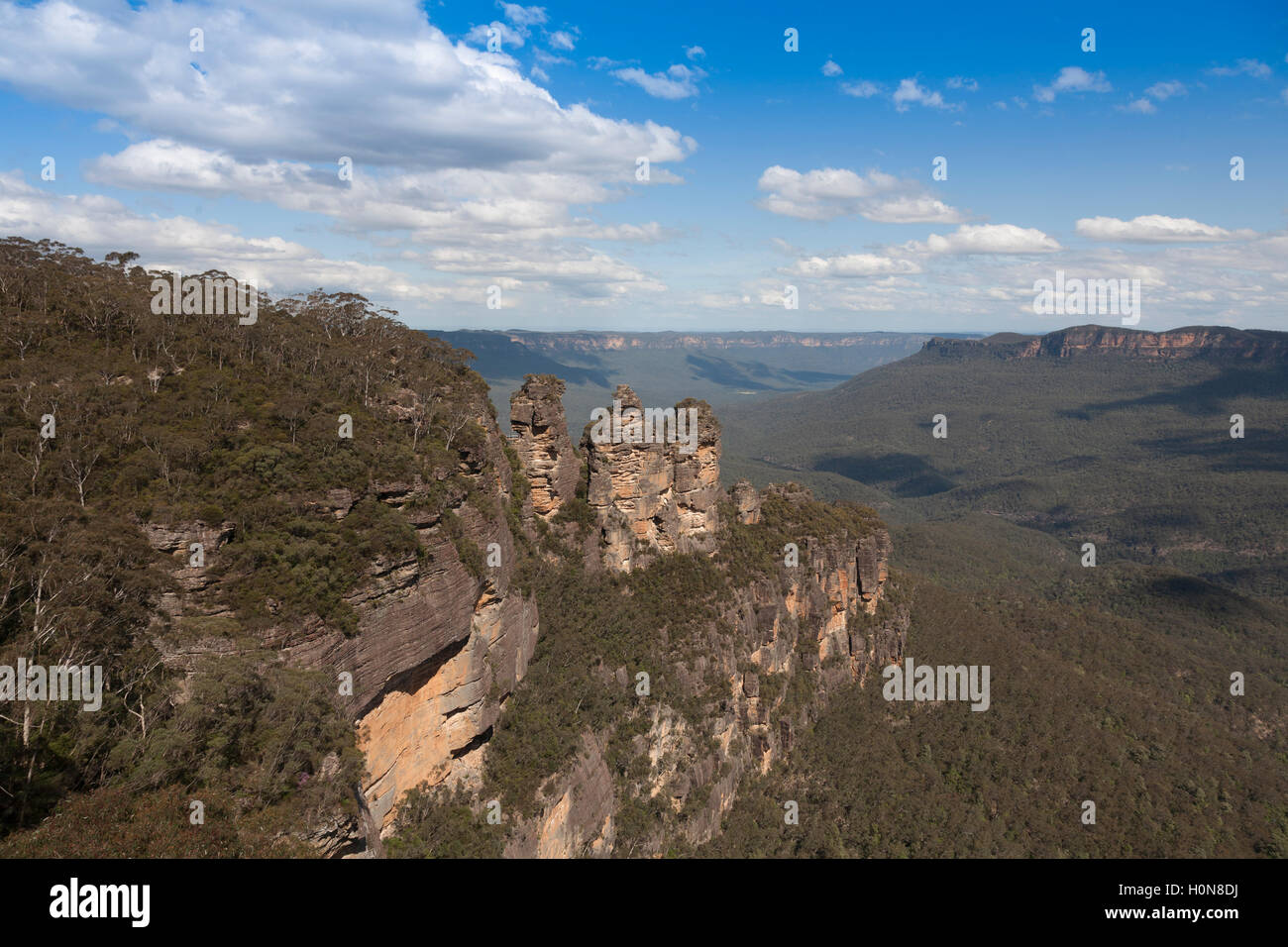 La formazione rocciosa Tre Sorelle a Echo Point Katoomba Nuovo Galles del Sud Australia nel tardo pomeriggio la luce Foto Stock