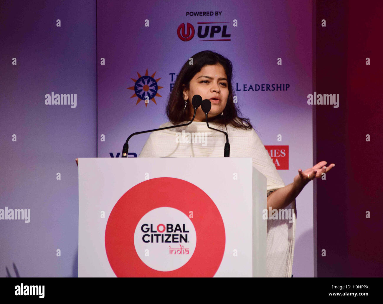 Bharatiya Janata party leader Poonam Mahajan conferenza stampa lancio globale Festival cittadino Leadership Foundation Mumbai Foto Stock