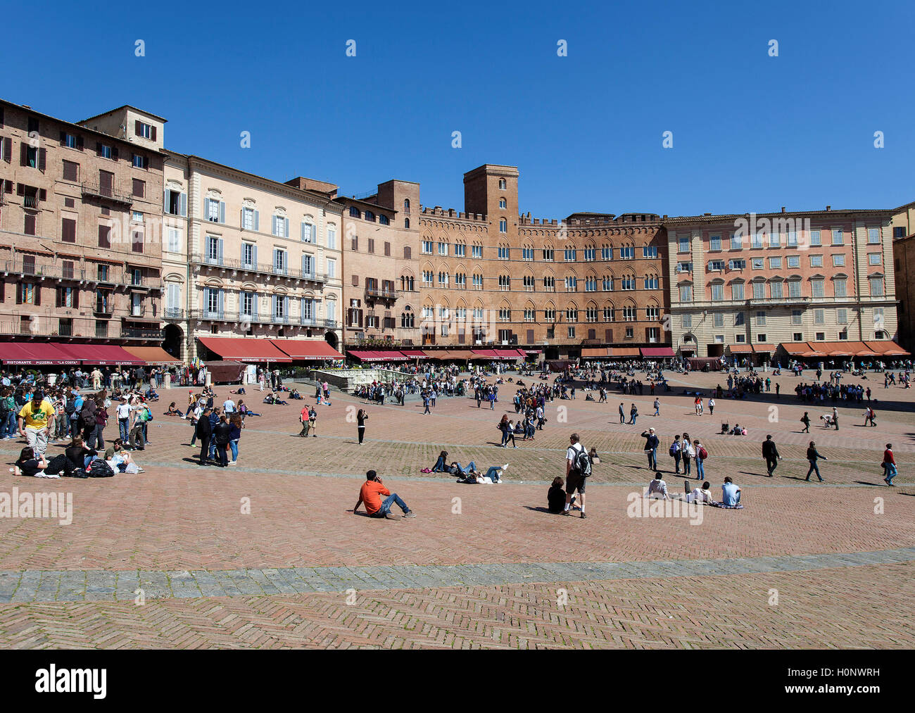 Piazza del Campo a Siena e Provincia di Siena, Toscana, Italia Foto Stock