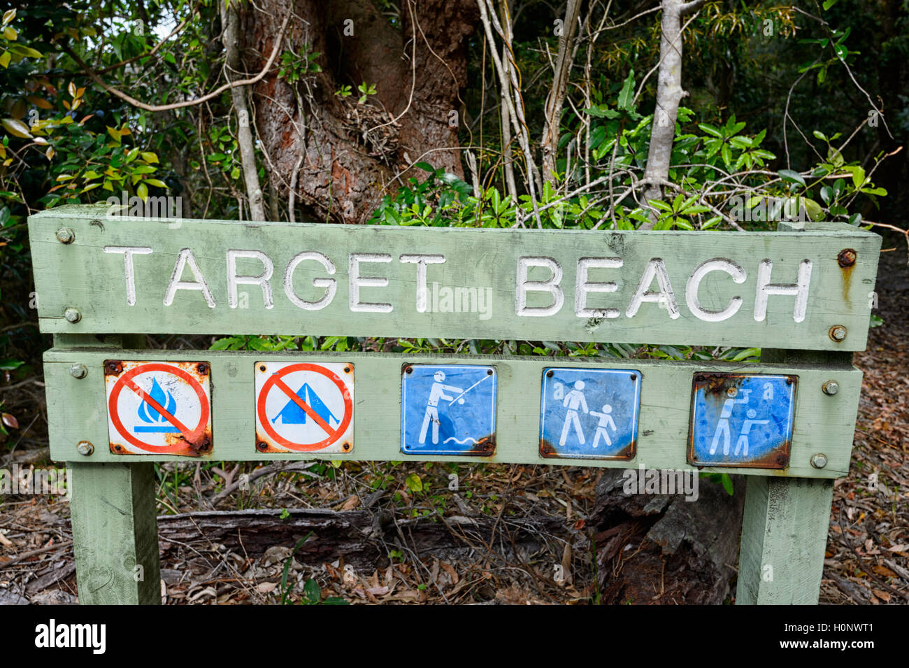 Spiaggia di bersaglio segno, Beecroft gamma di armi, Nuovo Galles del Sud, NSW, Australia Foto Stock