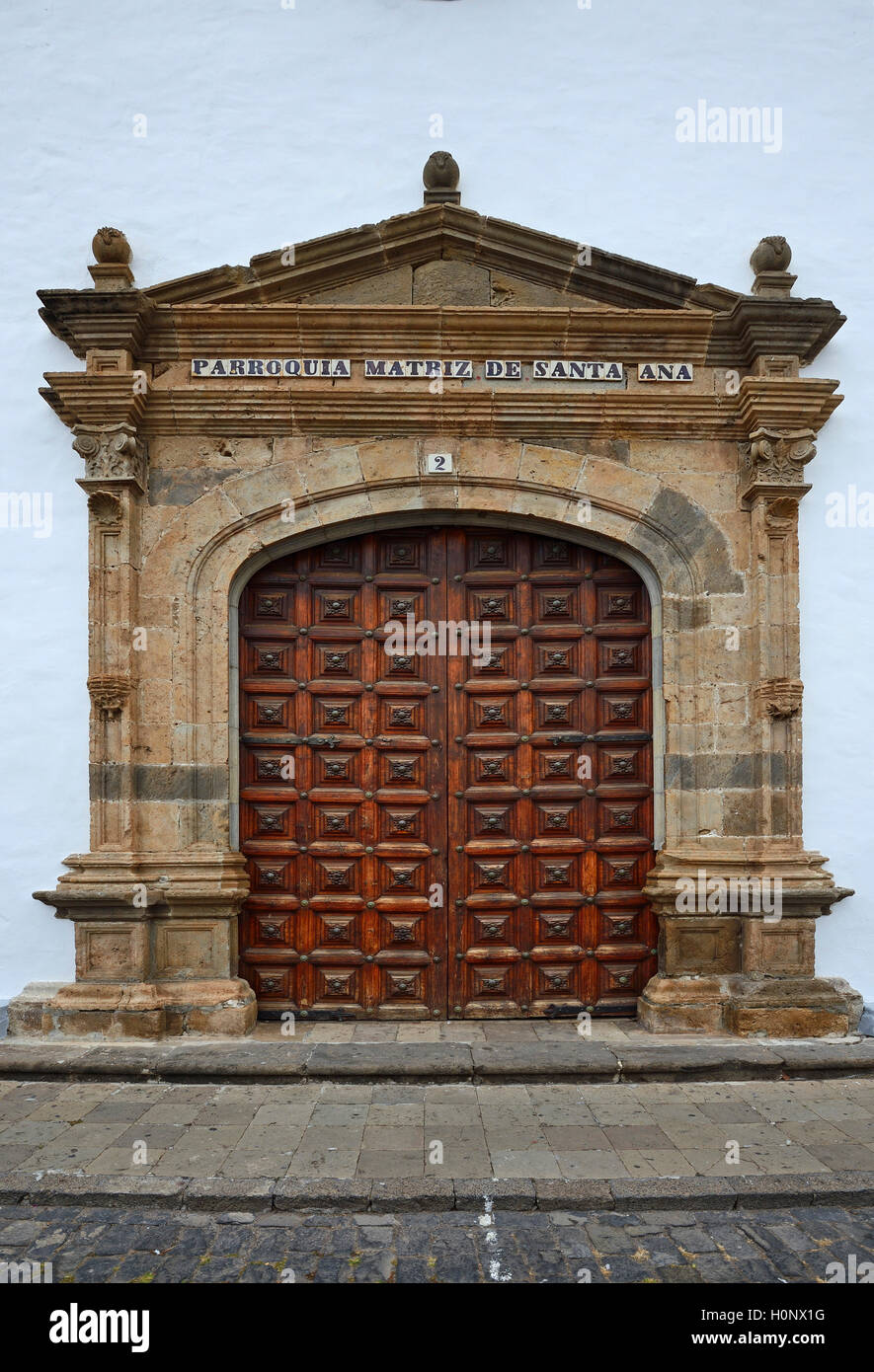 Portale, Matriz de Santa Ana chiesa, Garachico, Tenerife, Isole Canarie, Spagna Foto Stock