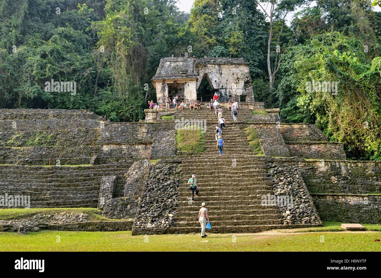 Tempio del cranio, il Templo de la Calavera, rovine Maya, Palenque, Chiapas, Messico Foto Stock