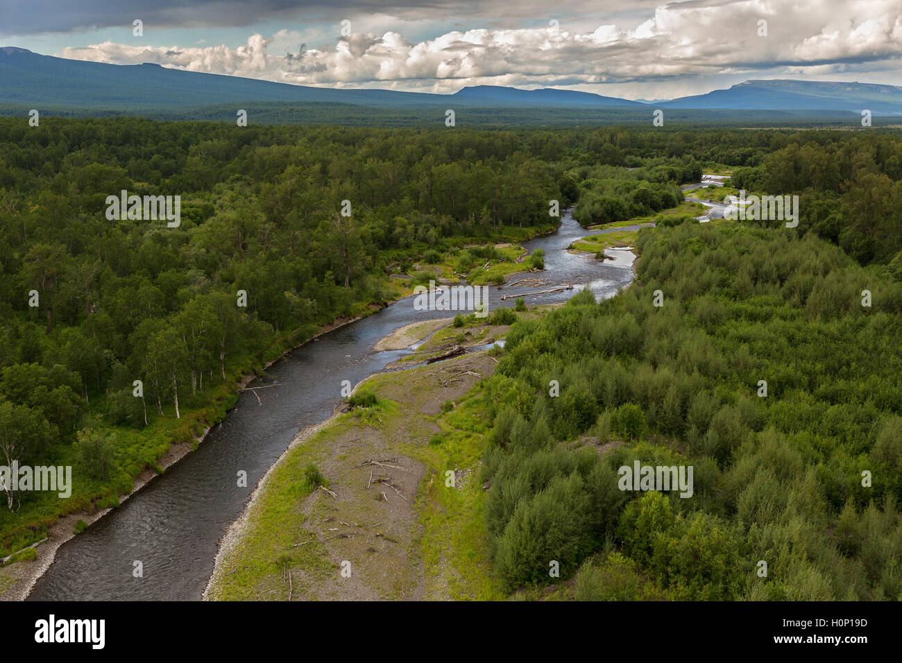 Fiume Zhupanova. Kronotsky Riserva Naturale sulla penisola di Kamchatka. Foto Stock