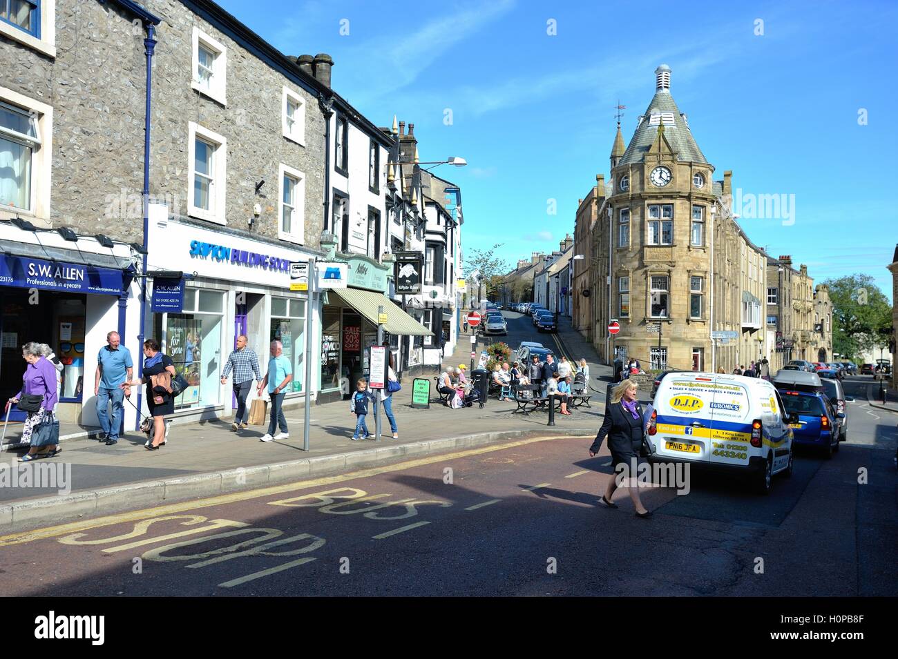 Clitheroe town center high street Foto Stock