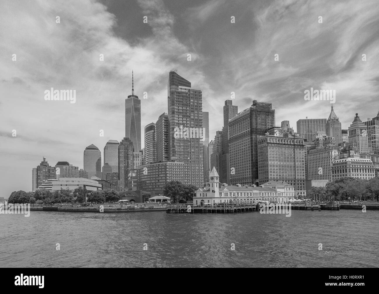 Skyline di New York City Manhattan vista dal New Jersey Foto Stock