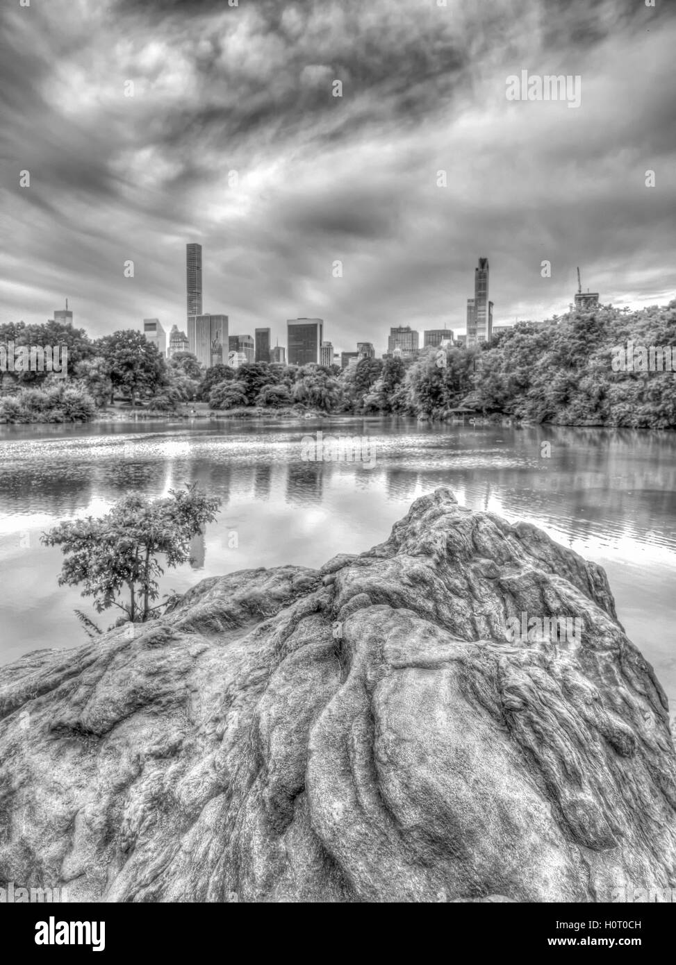 Presso il lago di Central Park di New York City in estate lago Foto Stock