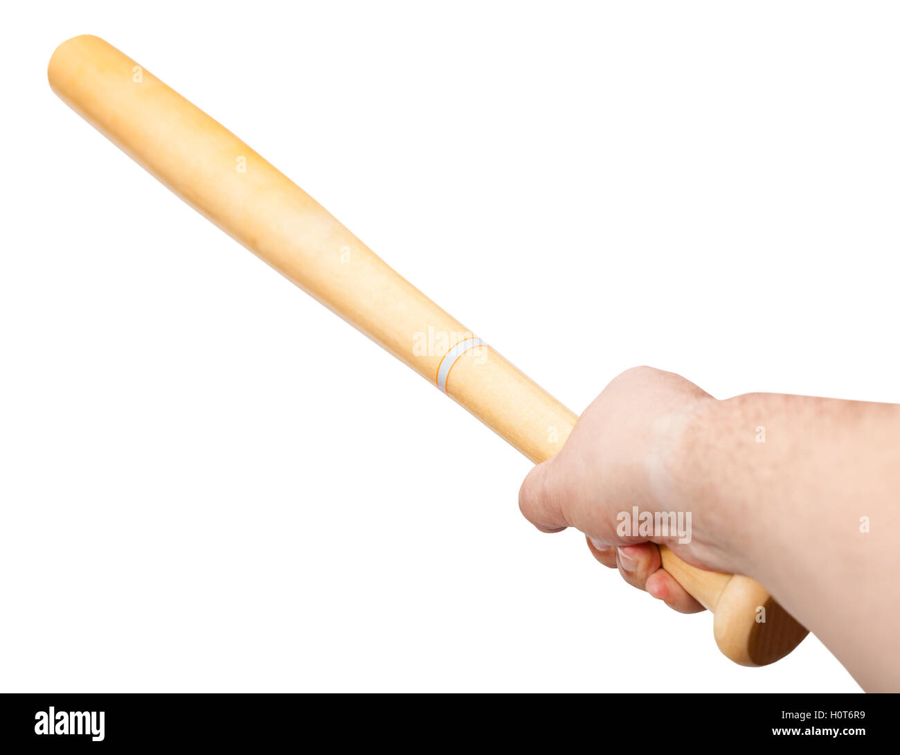Braccio di legno con la mazza da baseball isolati su sfondo bianco Foto  stock - Alamy