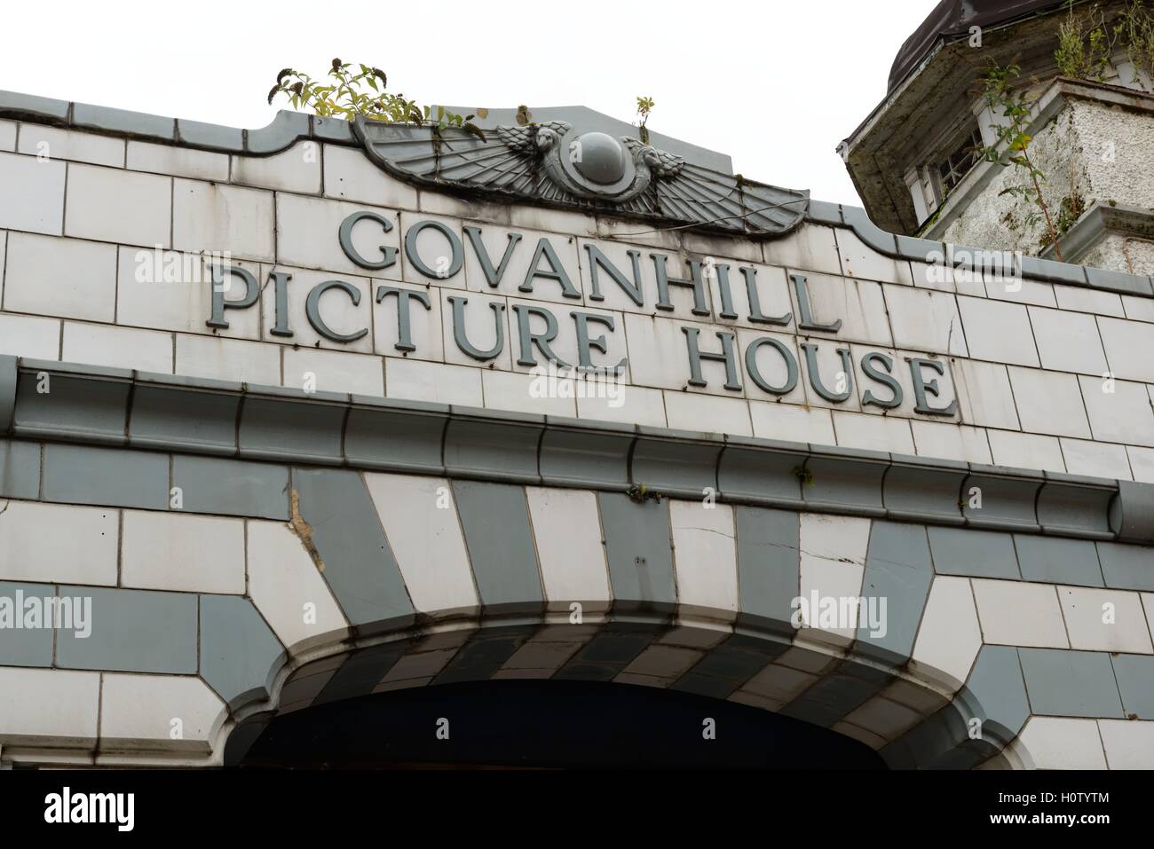 Ingresso di dettaglio dei derelitti Govanhill picture house a Glasgow, Scotland, Regno Unito Foto Stock