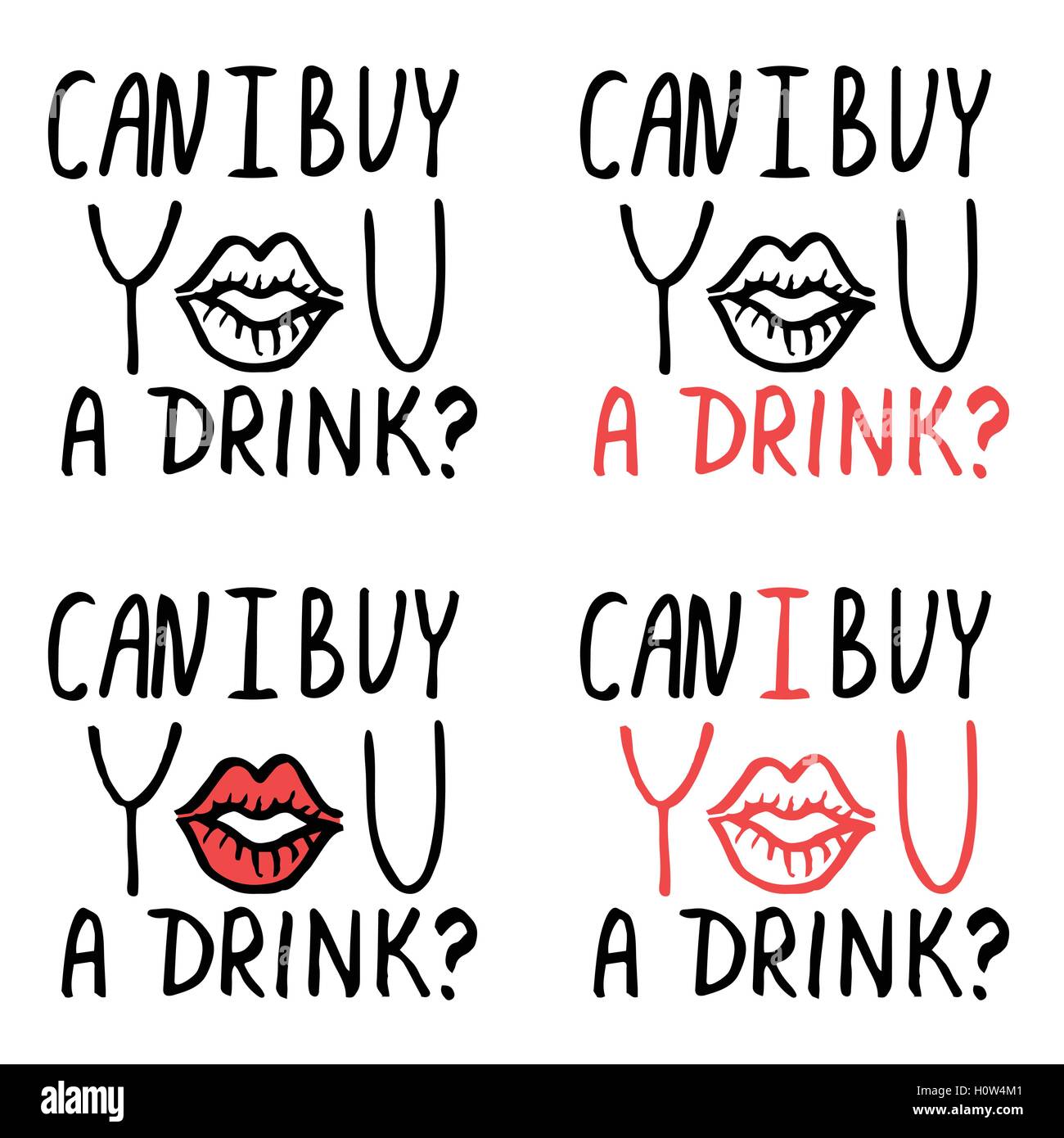 Composizione scritta 'Posso acquistare una bevanda?' su sfondo bianco Illustrazione Vettoriale