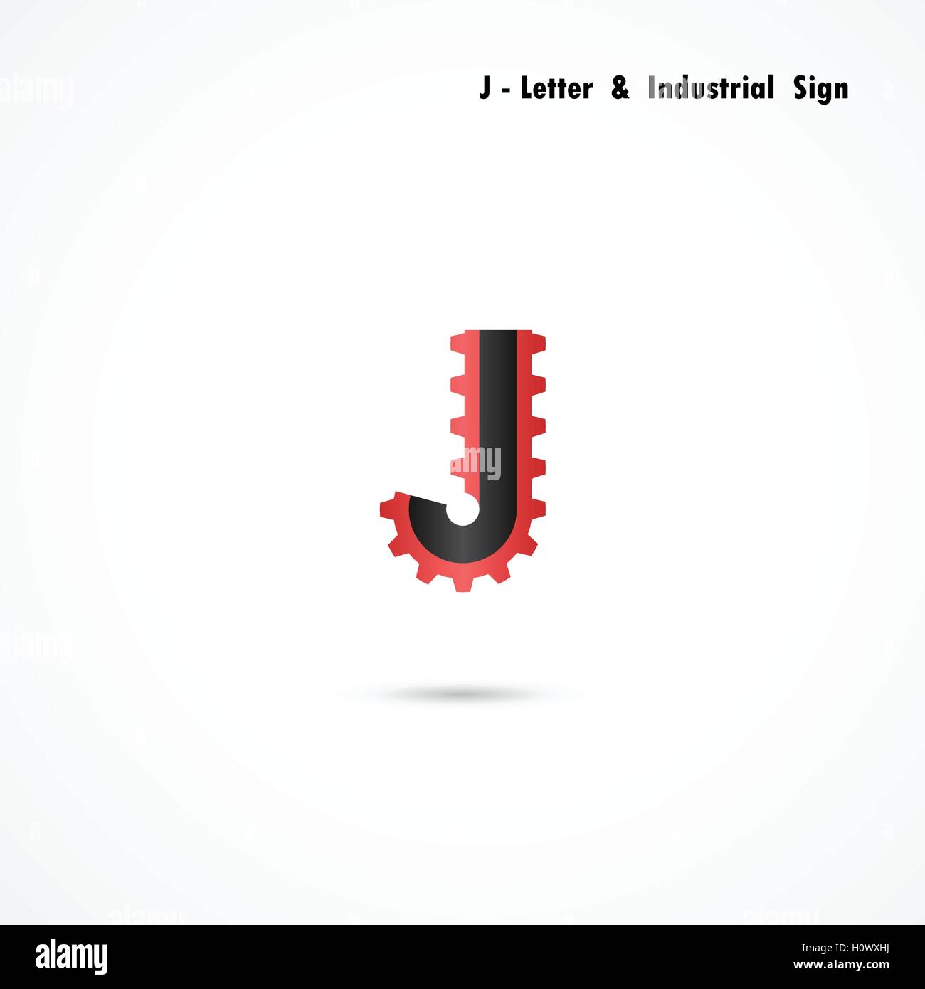 J-lettera e icona a ingranaggio design template vettoriale.J-alphabet vector design.aziendale e industriale simbolo creativo.vettore Illustrazione Vettoriale