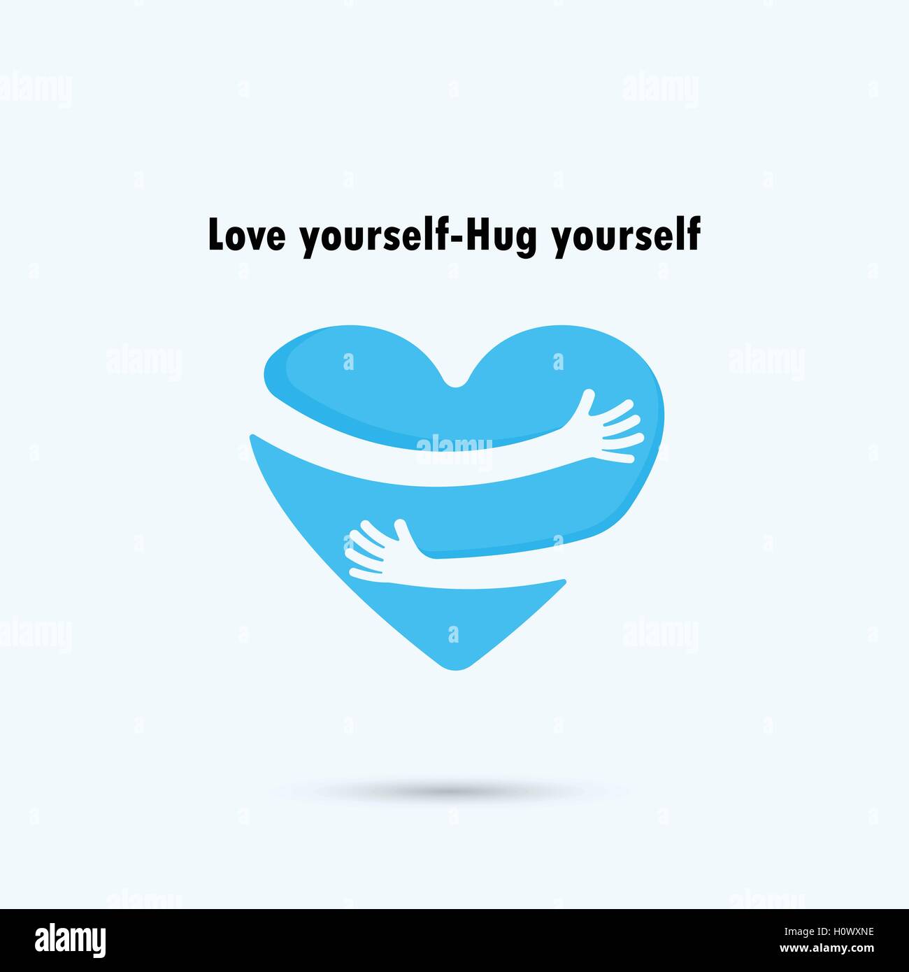 Abbraccio voi stessi logo.ama te stesso logo.l amore e la cura di cuore logo.forma di cuore e healthcare & medical concetto.illustrazione vettoriale Illustrazione Vettoriale