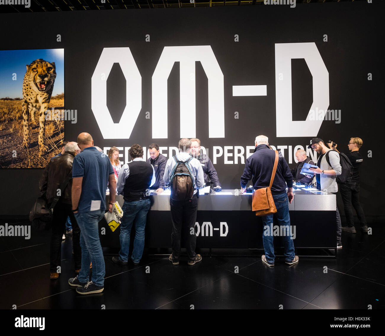 Le fotocamere Olympus stand Sony al Photokina fiera a Colonia, in Germania , 2016 Foto Stock