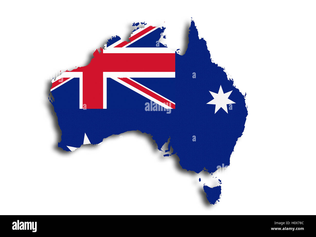 Il rendering 3D di una mappa di Australia e flag Foto Stock