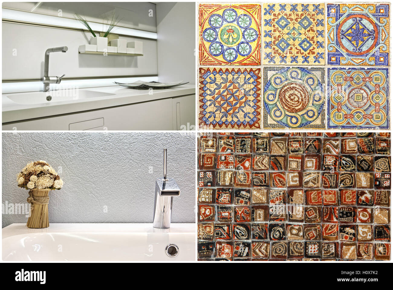 Lo stile moderno del lavandino del bagno e la cucina, piastrelle portoghesi  Foto stock - Alamy