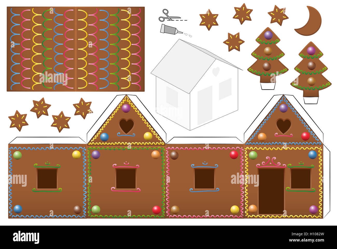 Gingerbread house con caramella dolce decor. Foto Stock