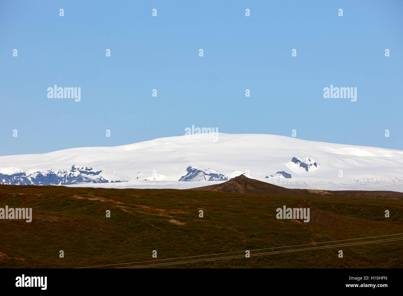 Vista di katla e il ghiacciaio myrdalsjokull vicino a vik Islanda Foto Stock