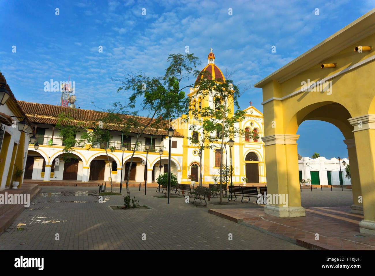 Veduta della chiesa dell Immacolata Concezione in Mompox, Colombia Foto Stock