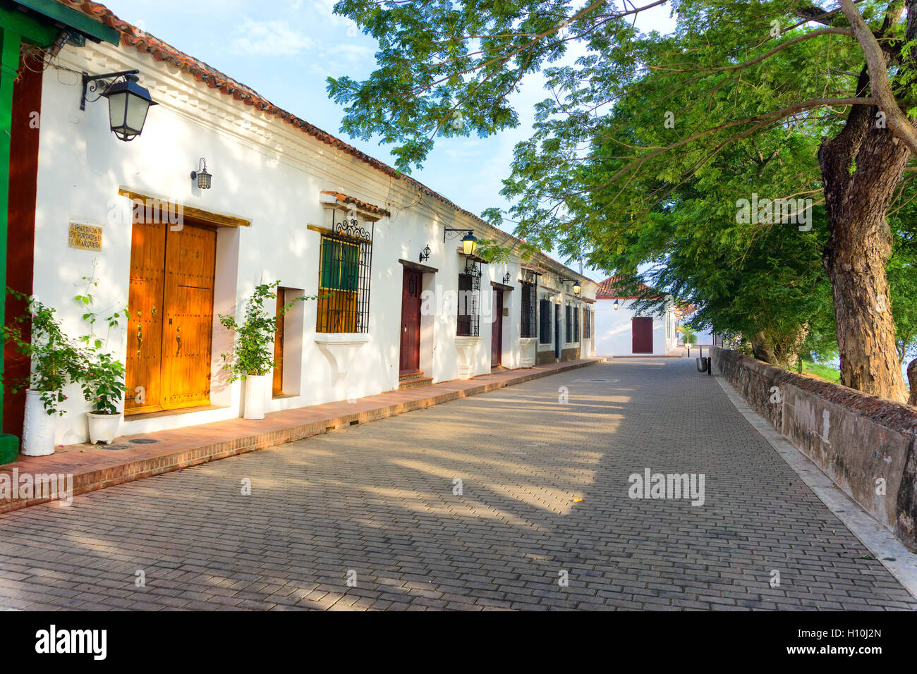 Vista di architettura coloniale in Mompox, Colombia Foto Stock