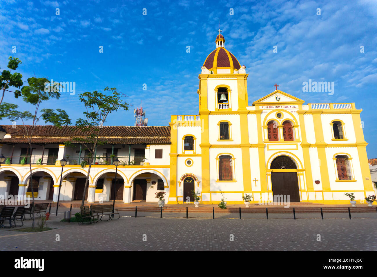 Veduta della chiesa dell Immacolata Concezione in Mompox, Colombia Foto Stock