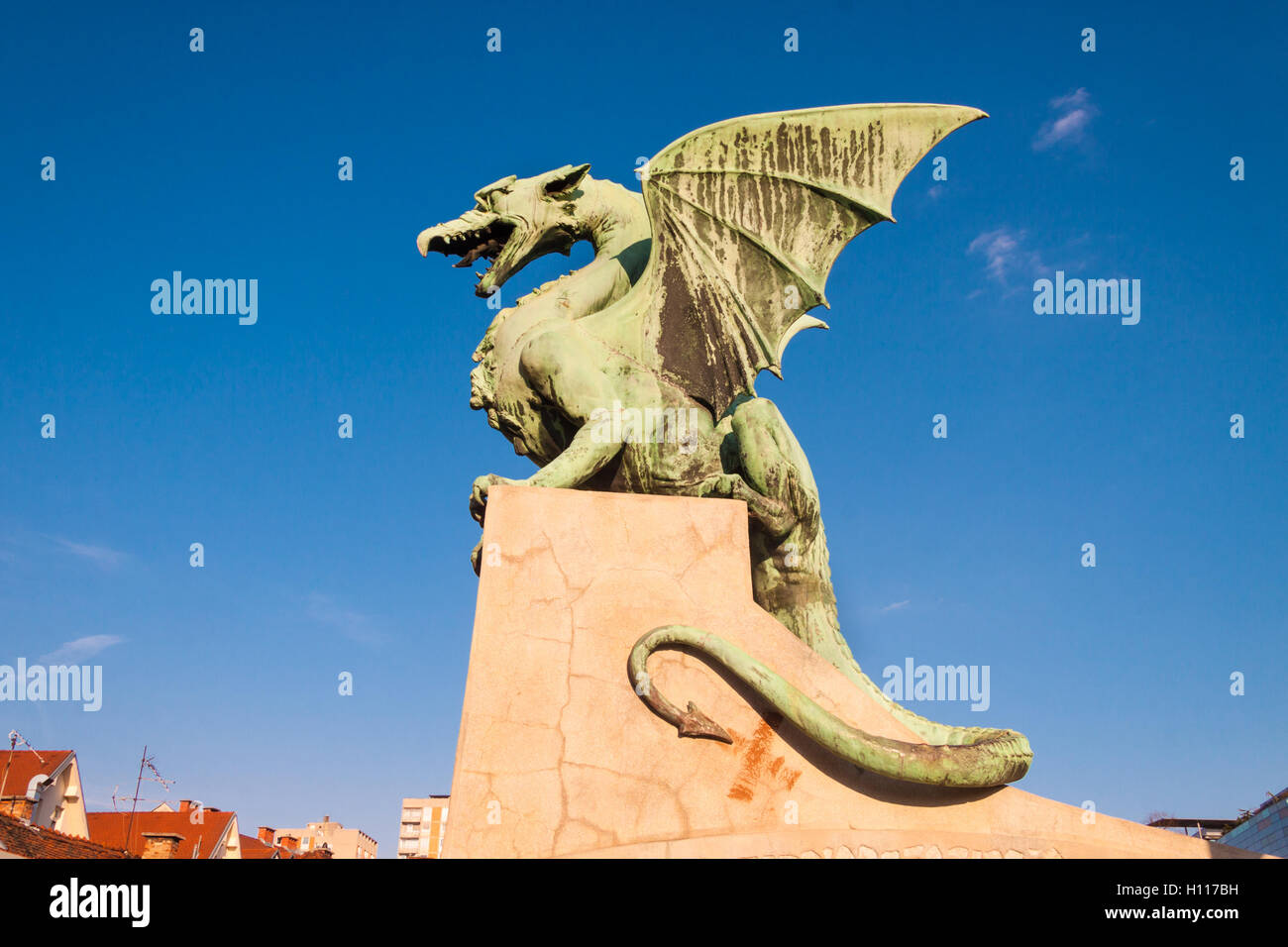Dragon famoso ponte in Lubiana Foto Stock