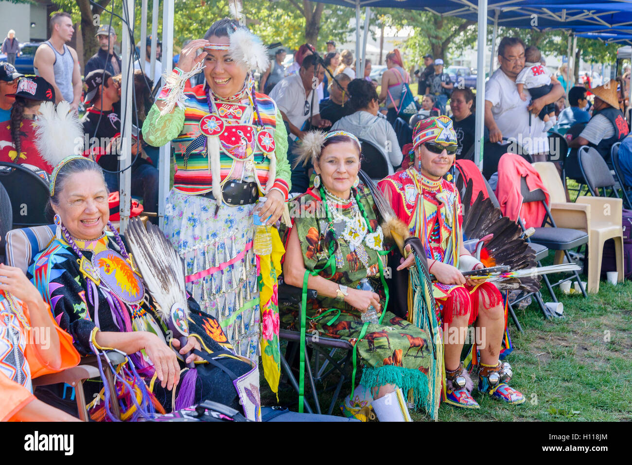 DTES Pow Wow e celebrazione culturale, Oppenheimer Park, Vancouver, British Columbia, Canada Foto Stock