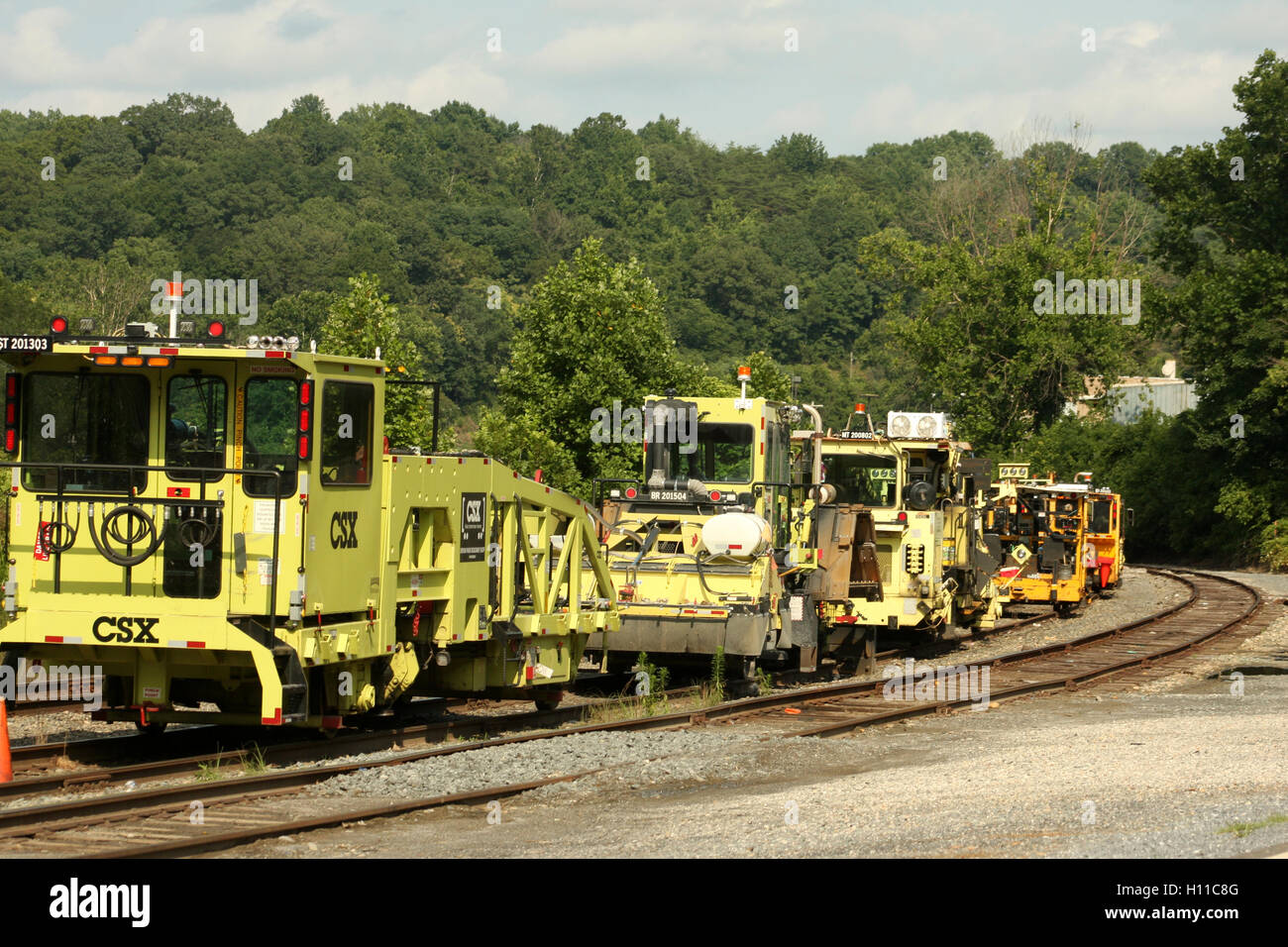 Macchine industriali su ferrovia presso il complesso industriale in Virginia, USA Foto Stock
