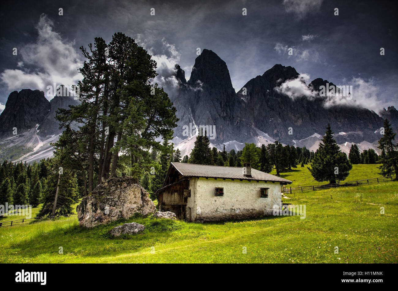 Dolomiti, Odles in Val di Funes, Italia Foto Stock