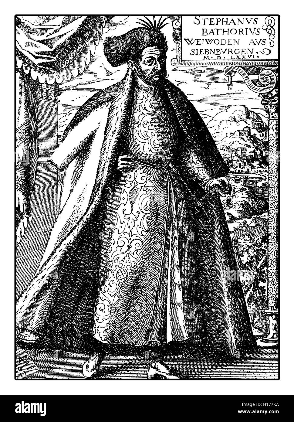 Stephen Bathory principe della Transilvania, re dei re di Polonia per il matrimonio e il granduca di Lituania nel XVI secolo Foto Stock