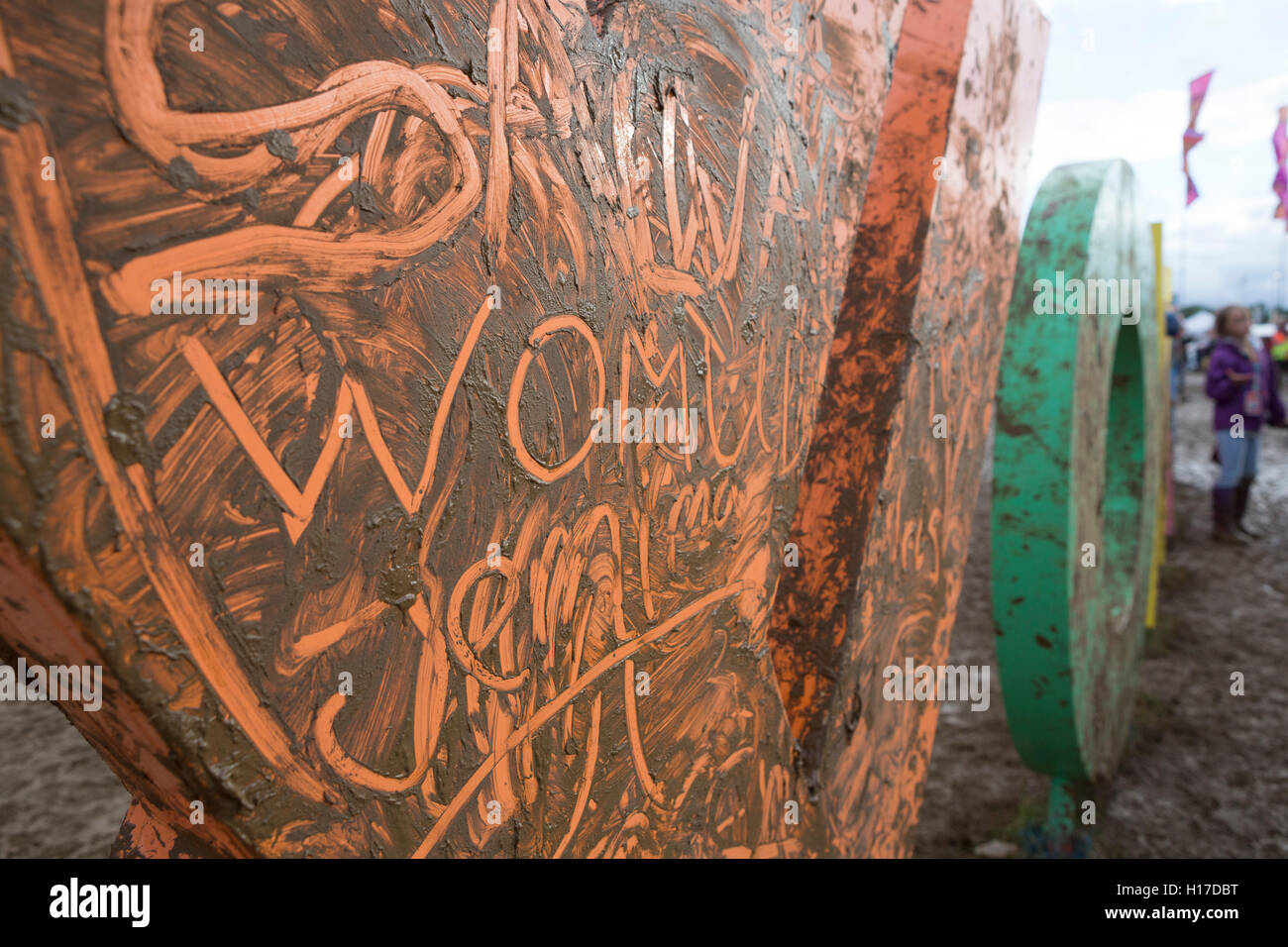 Segno Womud al 2015 Womad Festival, Malmesbury, Regno Unito. Foto Stock