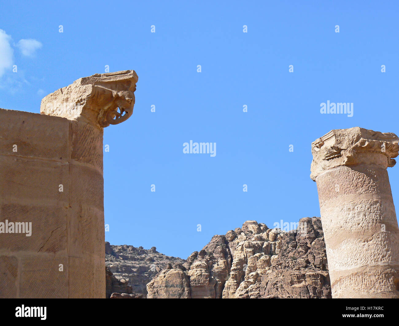 Testa di elefante del tempio romano di Petra, Giordania Foto Stock