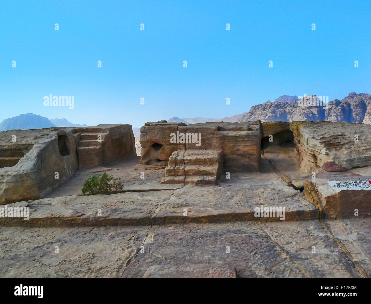 Altare sacrificale, antico sito di culto di Petra, Giordania Foto Stock