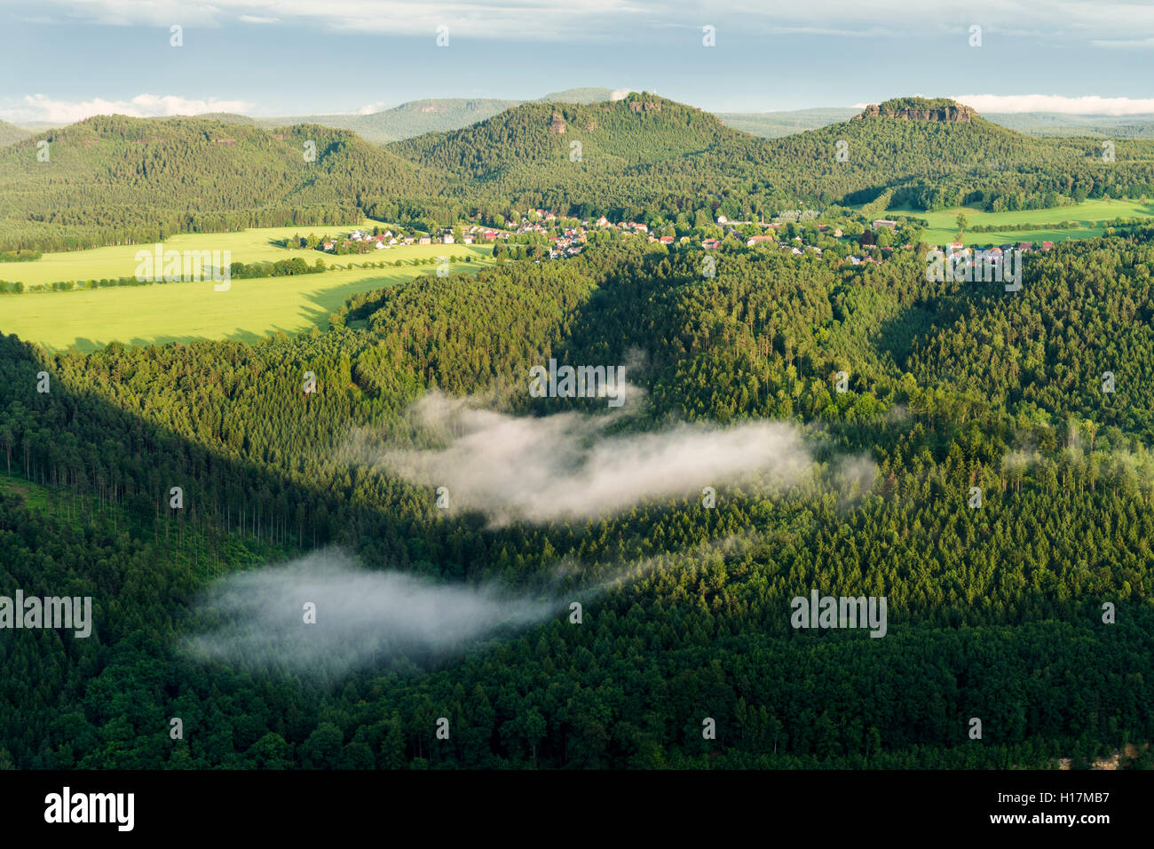 Gorisch, visto da Lilienstein, Königstein, Sassonia, Germania Foto Stock