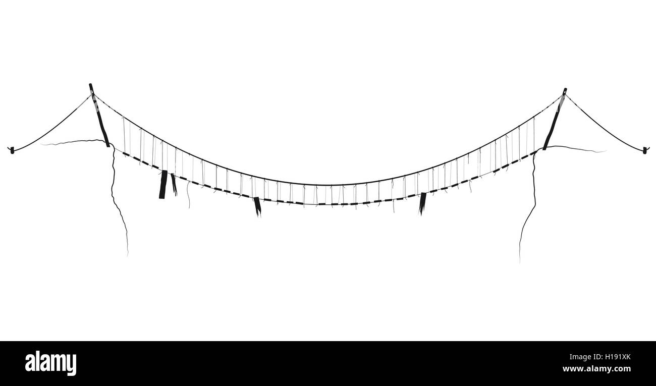 Vettore corda semplice sospensione ponte sospeso simbolo nero Illustrazione Vettoriale