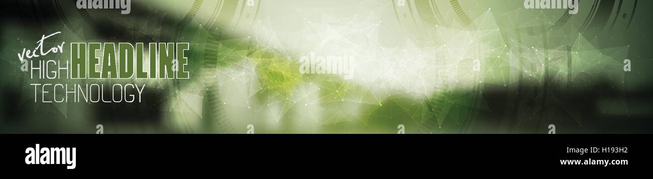 Abstract industriali tecnologia web banner di intestazione. Vettore modello di testata con il ponte del paesaggio, bassa poli e gli ingranaggi. Banner illus Illustrazione Vettoriale