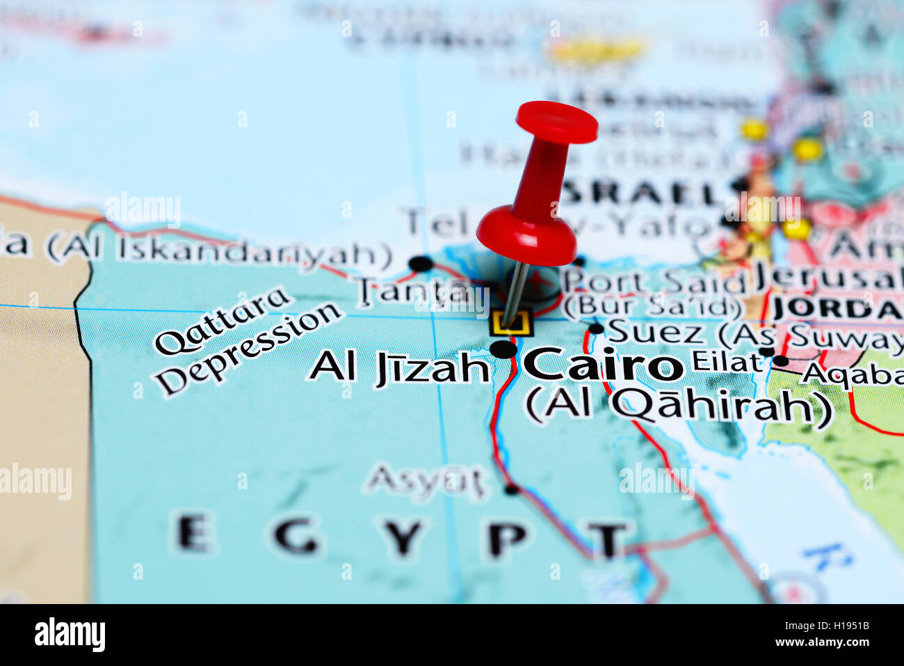 Il Cairo imperniata su una mappa di Egitto Foto Stock