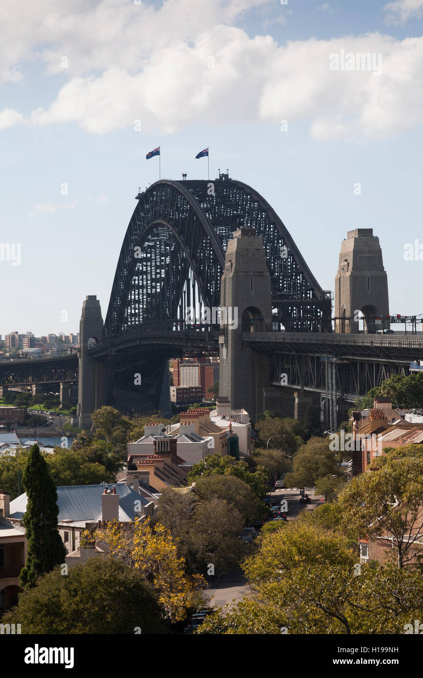 Il Ponte del Porto di Sydney da Observatory Hill Park abbassare Fort Street Sydney Australia Foto Stock