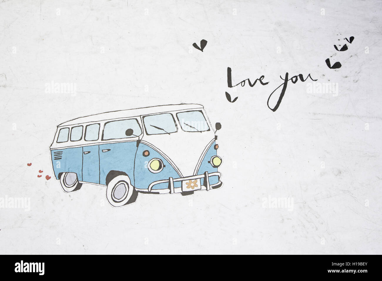 Amore hippie van dipinta la decorazione parietale Foto Stock