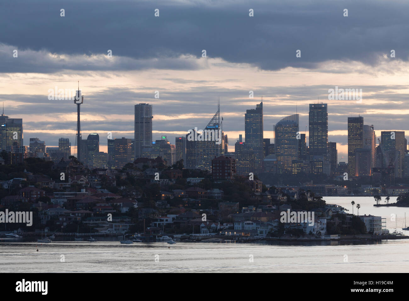 Tramonto sul punto Piper nella periferia est di Sydney Australia Foto Stock