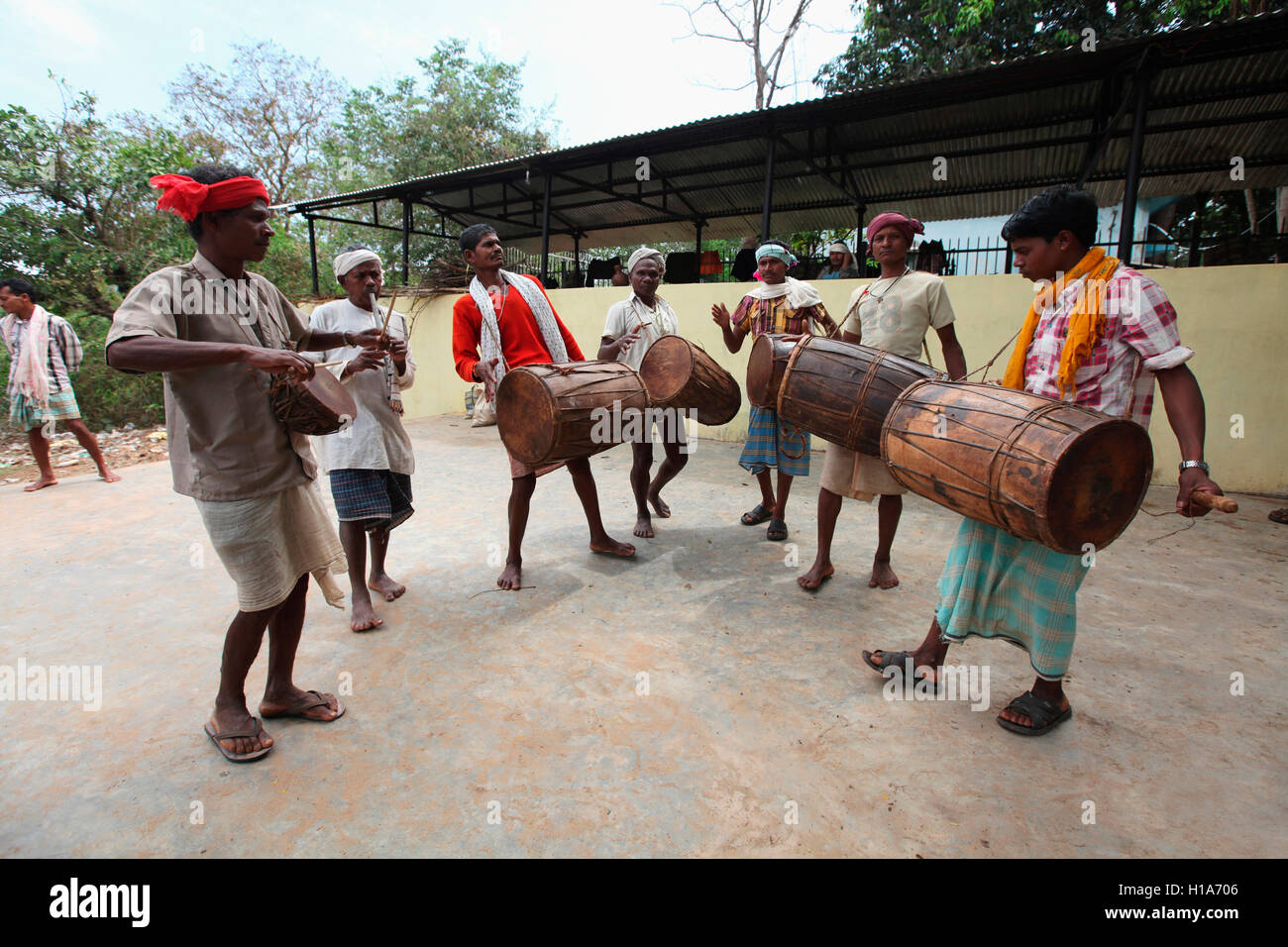 Praja danza, bison horn Maria Tribe, dantewada, chattisgarh, India Foto Stock