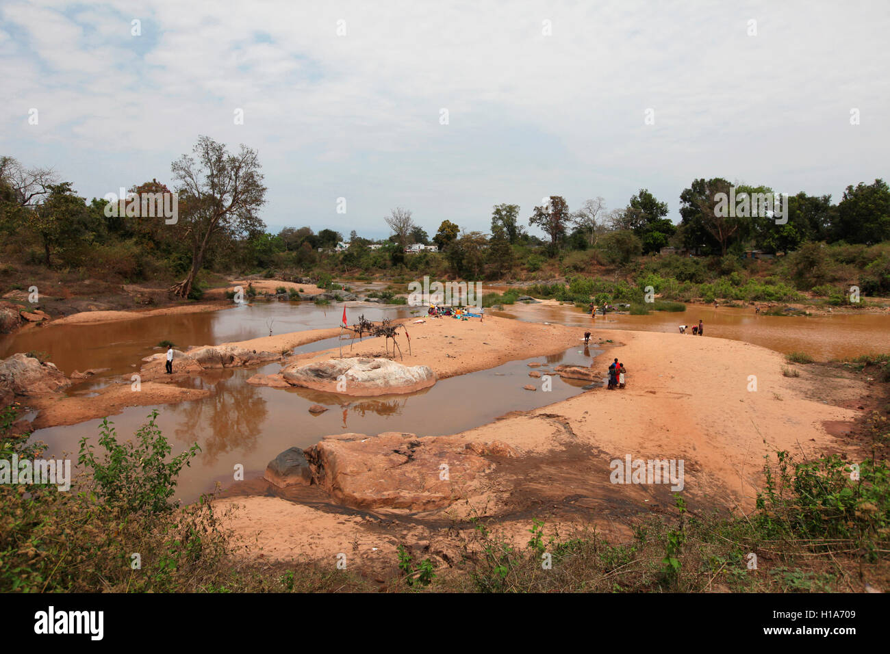 E sankani dankani confluenza del fiume, dantewada, chattisgarh, India Foto Stock