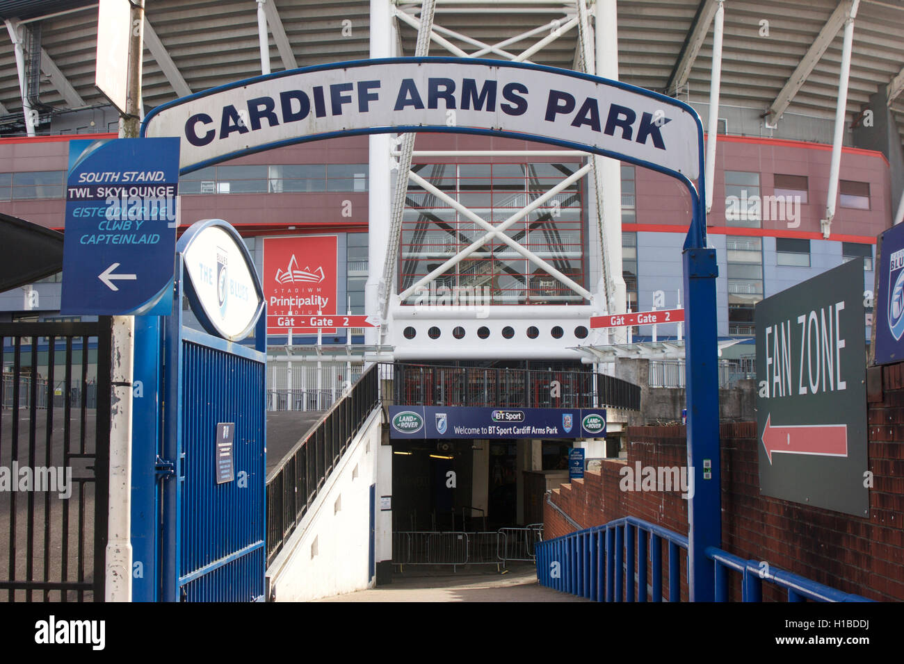 Cardiff Arms Park, noto anche come il Parco di armi e il BT Sport Cardiff Arms Park per ragioni di sponsorizzazione è meglio conosciuto come un tappeto Foto Stock