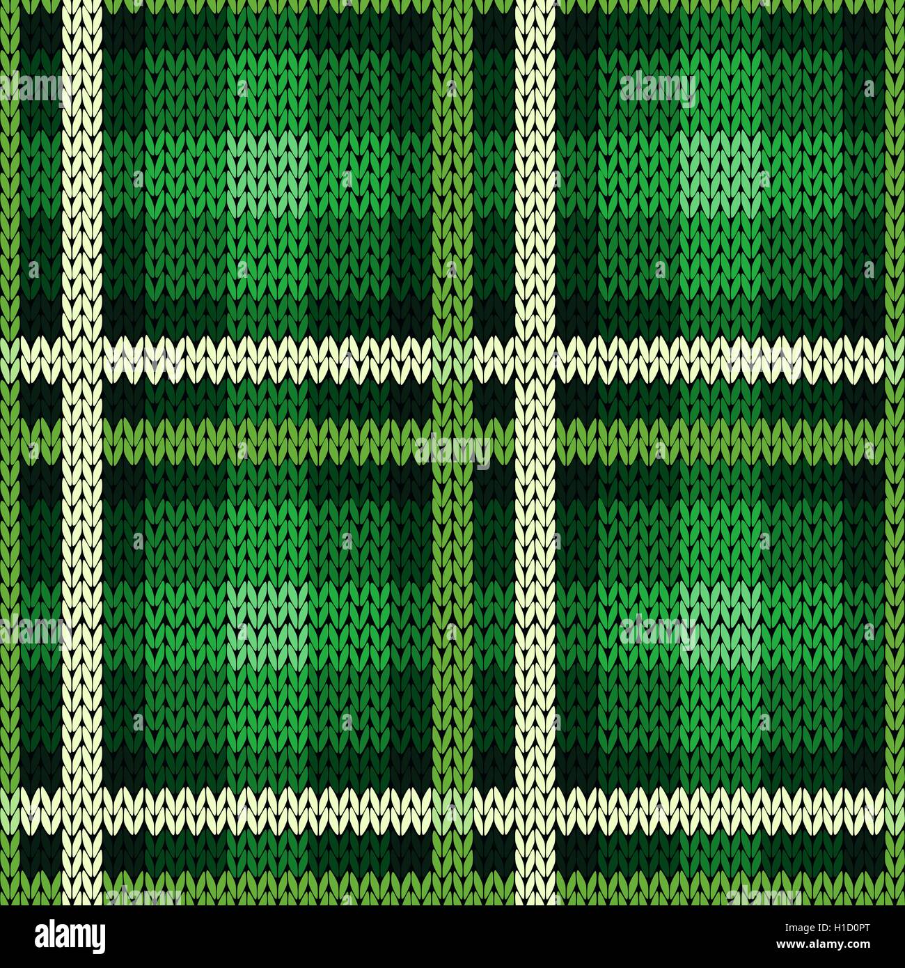 Seamless pattern del vettore come un tessuto di lana celtica scozzese tartan o un tessuto a maglia texture in colori verde e bianco Illustrazione Vettoriale